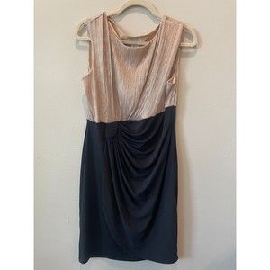 Enfocus Womens Knee Length Black and Gold dress